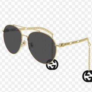 Gucci Sunglasses GG0725S 001 Gold/Grey Lenses